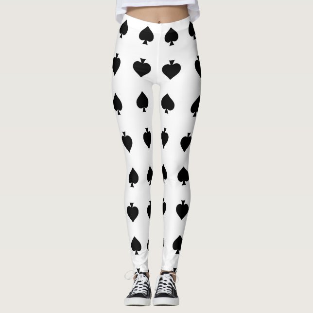black  spades on white leggings (Front)