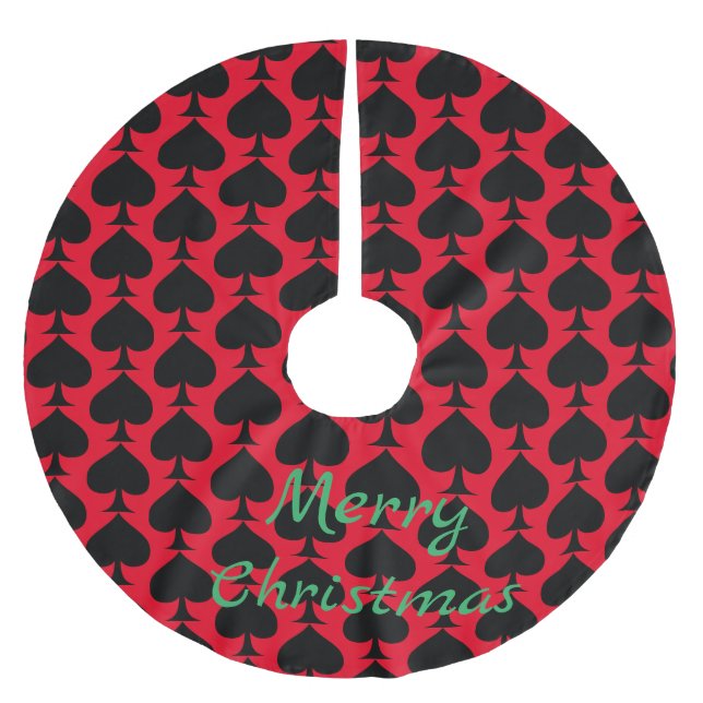 Black Spades Pattern Thunder_Cove Brushed Polyester Tree Skirt (Front)