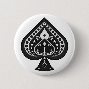 Black Spades: Playing Cards Suit: 6 Cm Round Badge