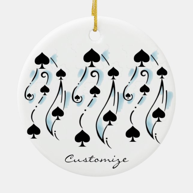Black Spades Tattoo Style Thunder_Cove Ceramic Ornament (Back)