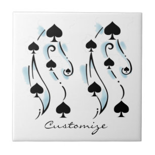 Black Spades Tattoo Style Thunder_Cove Ceramic Tile