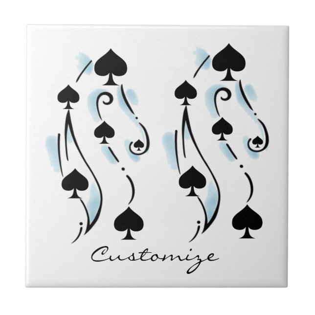 Black Spades Tattoo Style Thunder_Cove Ceramic Tile (Front)