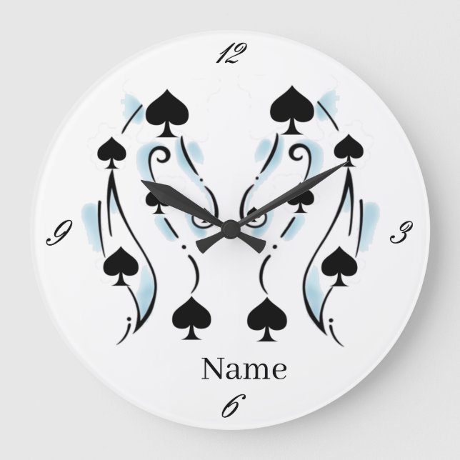 Black Spades Tattoo Style Thunder_Cove Large Clock (Front)