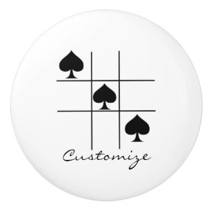 Black Spades Tic Tac Toe Thunder_Cove Ceramic Knob