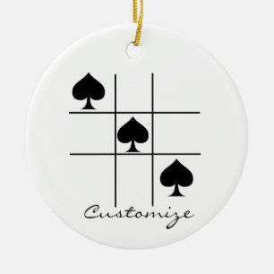 Black Spades Tic Tac Toe Thunder_Cove Ceramic Ornament