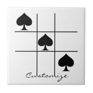 Black Spades Tic Tac Toe Thunder_Cove Ceramic Tile
