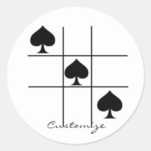 Black Spades Tic Tac Toe Thunder_Cove Classic Round Sticker