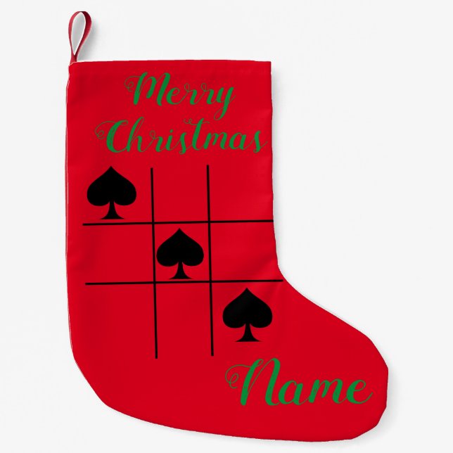 Black Spades Tic Tac Toe Thunder_Cove Small Christmas Stocking (Front)