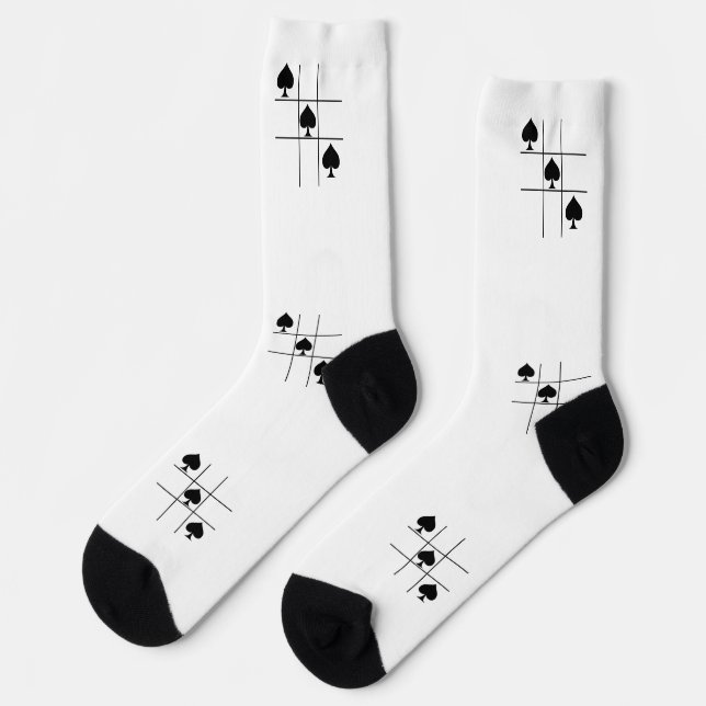 Black Spades Tic Tac Toe Thunder_Cove Socks (Left)