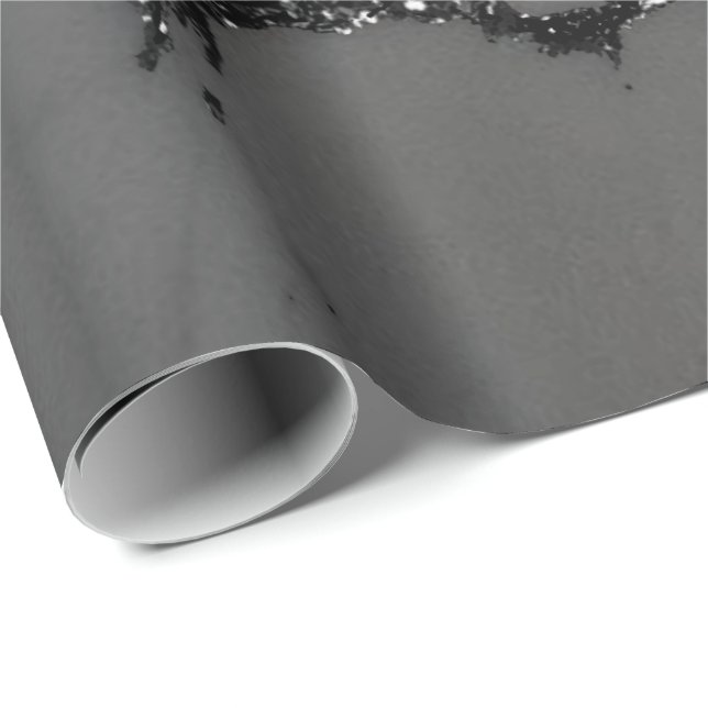 Black Spark Graphite Glitter Marble Stone Lux Grey Wrapping Paper (Roll Corner)