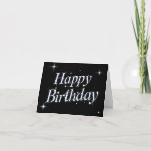 Black sparkle metallic y2k happy birthday card