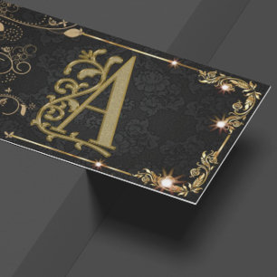 Black Sparkle Monogram  Business Card