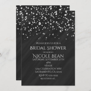 Black & Sparkle Stars Elegant Glamour Invitations