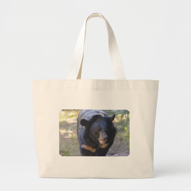 Black Spectacled Bear Large Tote Bag (Front)