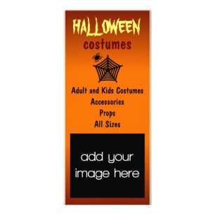 Black Spider and Web Halloween Costumes Rack Cards