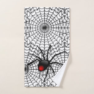 Black Spider and Web Halloween Home Guest Hand Towel