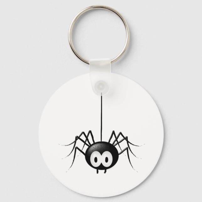 Black Spider Cute Halloween Gift Key Ring (Front)