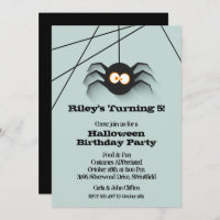 Black Spider Halloween Birthday Party Invitations