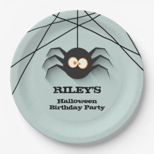 Black Spider Halloween Birthday Party Paper Plate