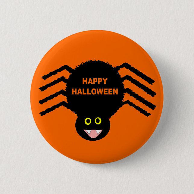 Black Spider Halloween Button (Front)