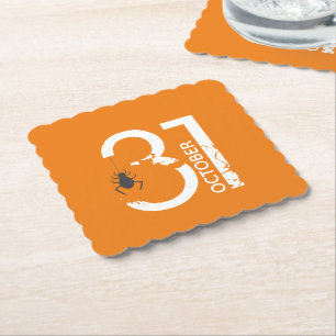 Black Spider Halloween October 31 party Paper Coaster