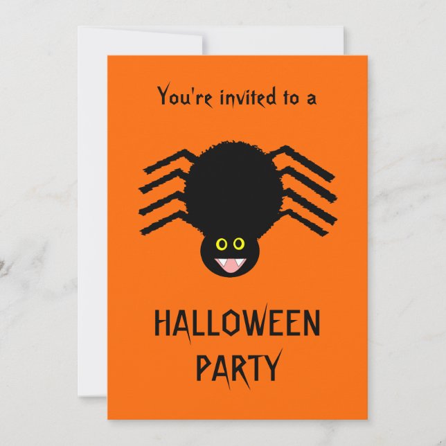 Black Spider Halloween Party Customisable Invitati Invitation (Front)