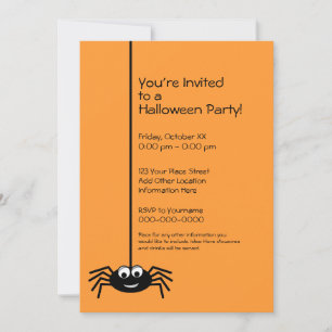Black Spider Halloween Party Invitation