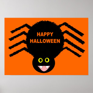 Black Spider Halloween Poster