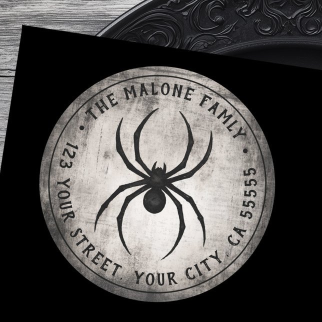 Black spider Halloween return address label (Black spider Halloween return address label)