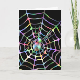 Black Spider in Web Halloween Card