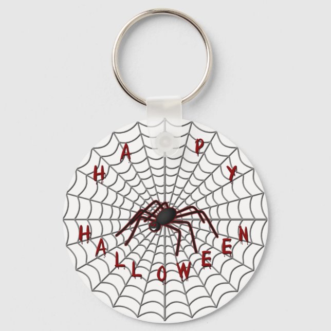 Black Spider In Web Key Chain (Front)
