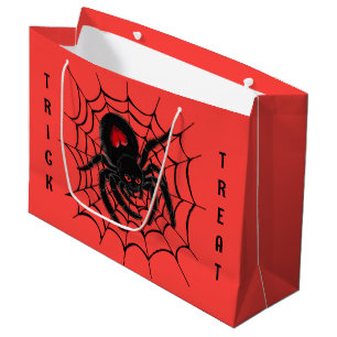 Black Spider in Web Large Gift Bag