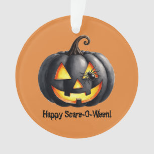 Black Spider Pumpkin Ornament