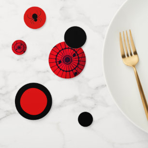 Black Spider Web Design Red Confetti