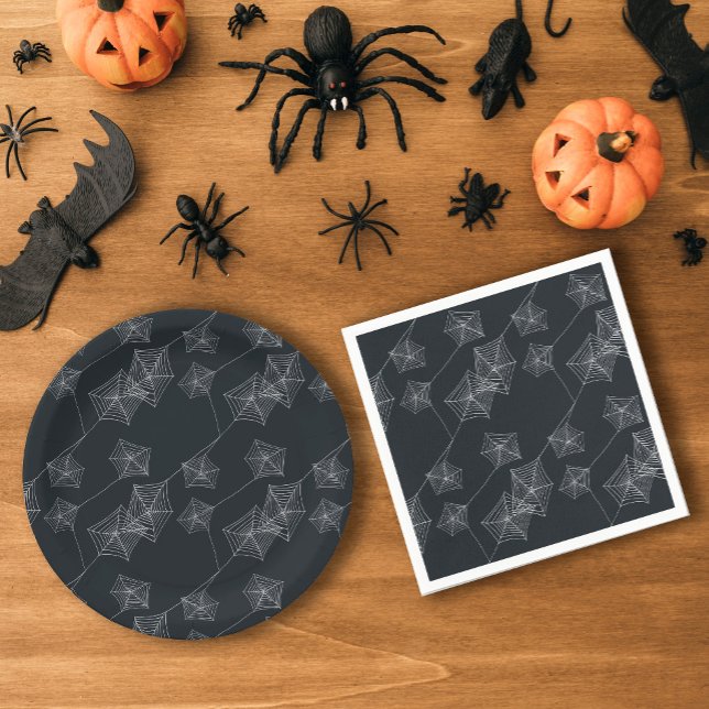 Black spider web Halloween party Paper Plate (Black spider web Halloween party Paper Plates)