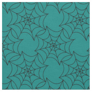 Black Spider Webs on Teal Fabric
