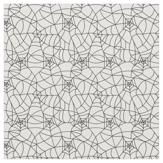 Black spider webs pattern on white background fabric (Close Up)
