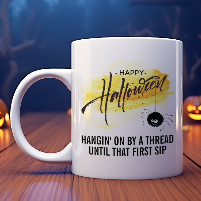 Black Spider with Web Customisable Halloween Coffee Mug (Creator Uploaded)