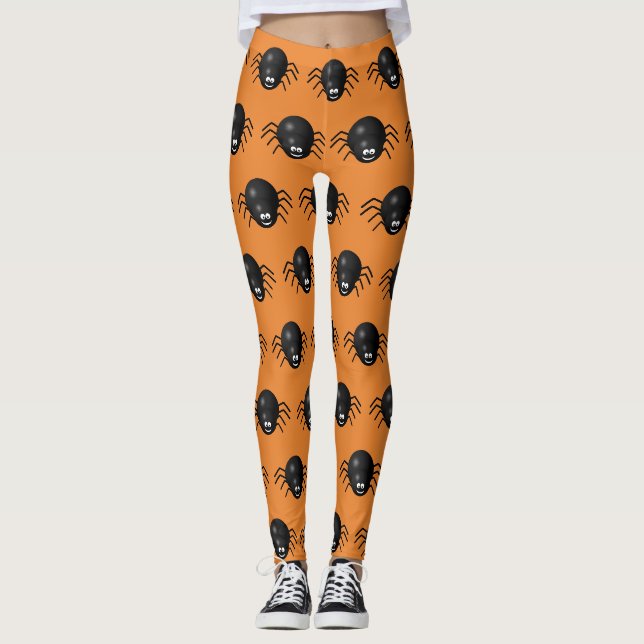Black Spiders Halloween Leggings (Front)