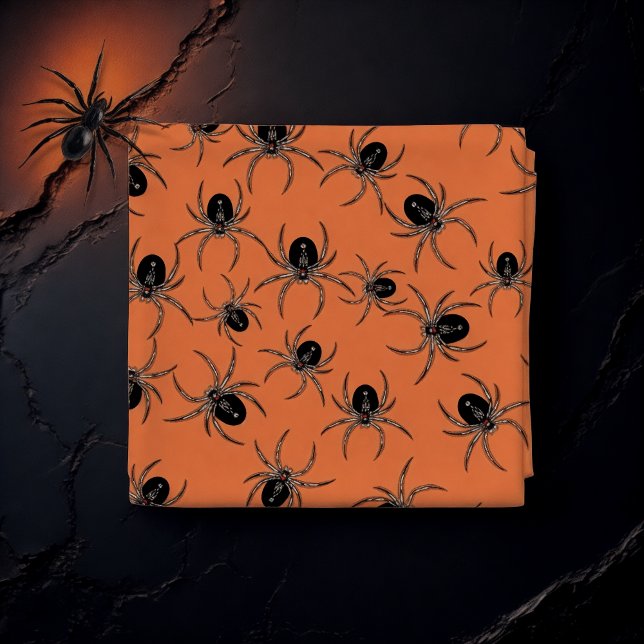 Black spiders on orange  fabric (Creator Uploaded)