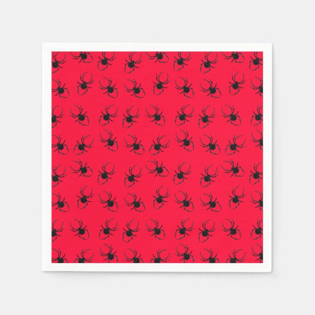 Black Spiders On Red Napkin (Front)