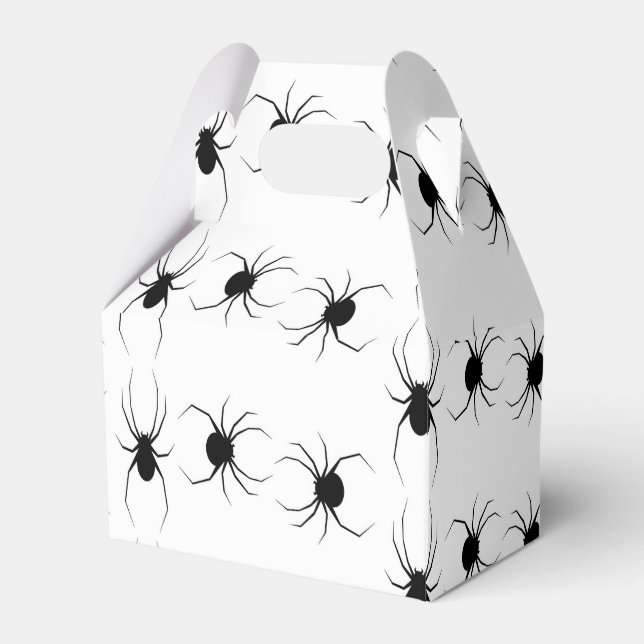 Black spiders on  white favour box (Front Side)