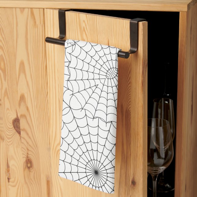 Black Spiderwebs Halloween Tea Towel (Thirds Fold)
