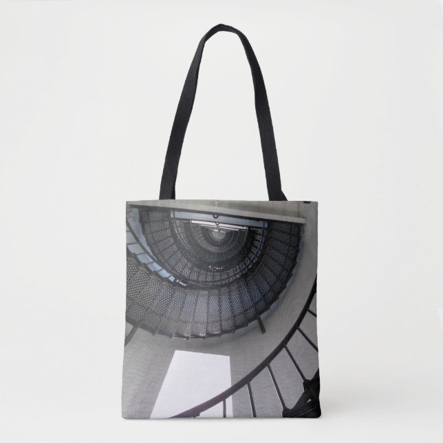 Black spiral stairs on a tote bag (Front)