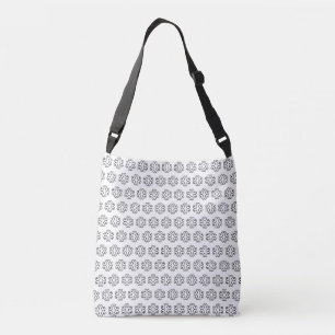 Black spiral vector pattern on white crossbody bag