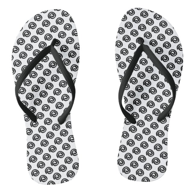 Black Spirals on white Thongs (Footbed)
