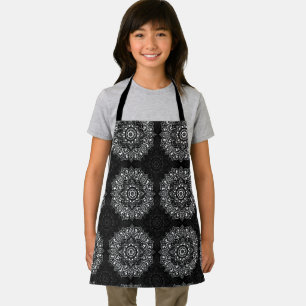 Black spiritual Indian mandala pattern Apron