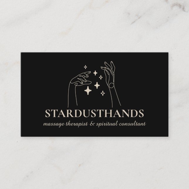 Black Spiritual Stars Hands Therapy Body Massage Business Card (Front)