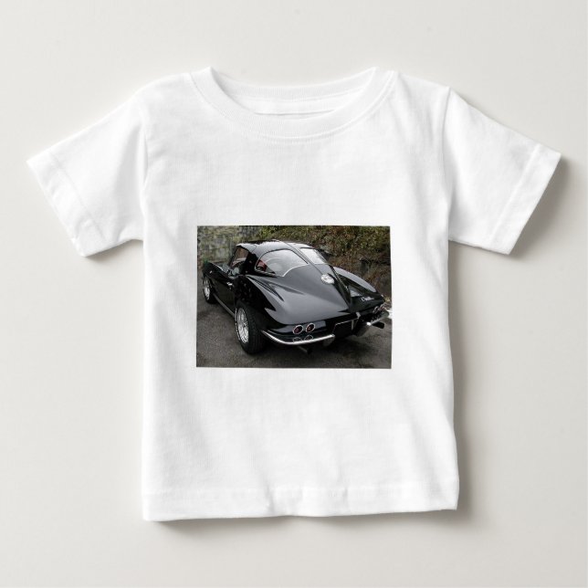 Black Split Window Classic Corvette Baby T-Shirt (Front)