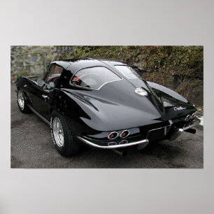 Black Split Window Classic Corvette Poster
